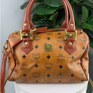 💎✨Authentic MCM Visetos Cognac Boston Bag
